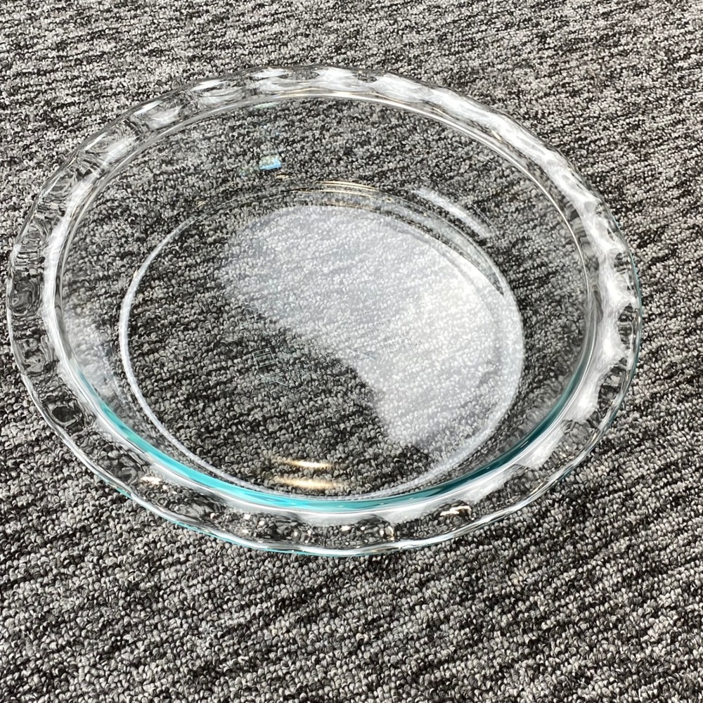 Pyrex 9.5 Inch Clear Glass Fluted Rim Pie Plate Baking Dish USA C209